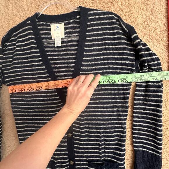 Aerie Mohair Blend Button-Up Nautical Striped Cardigan Womens Sz. S - Picture 5 of 8
